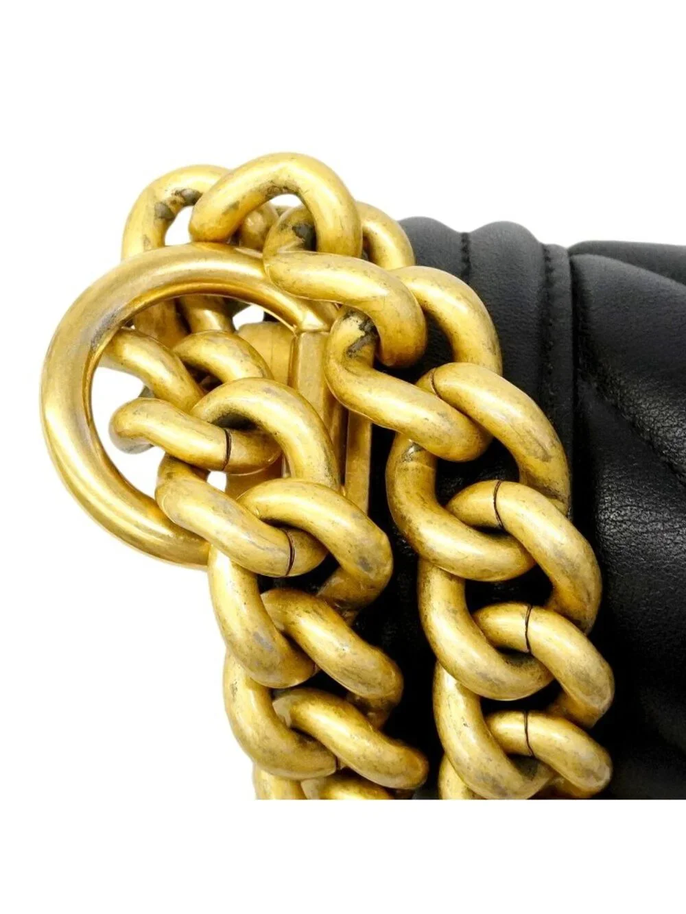 Chanel Shoulder Bag Boy Stitch Lambskin Black Gold